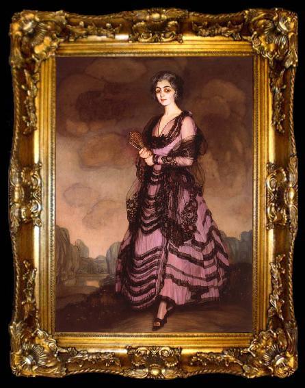 framed  Ignacio Zuloaga Portrait of Madame Corcuera, ta009-2